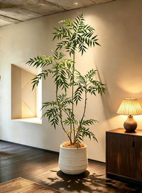 高级仿真绿植室内仿生植物落地盆栽摆件十大功劳树仿生餐厅盆景