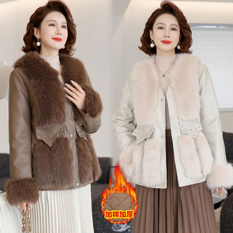 恒源祥妈妈冬装皮草外套洋气高贵中老年人女装冬季水貂绒皮大衣