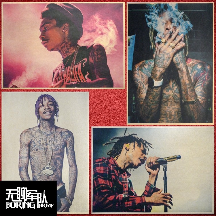 wiz khalifa 维兹卡利法 嘻哈说唱牛皮纸海报酒吧宿舍装饰画
