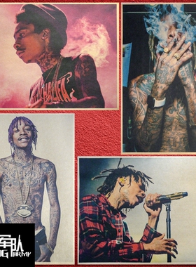 Wiz Khalifa 维兹卡利法 嘻哈说唱牛皮纸海报酒吧宿舍装饰画