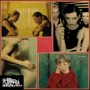 Placebo 摇滚乐队牛皮纸海报装饰画相框