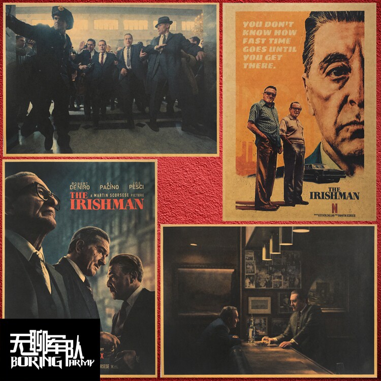 爱尔兰人 the irishman 德尼罗 阿尔帕西诺 牛皮纸电影海报装饰画