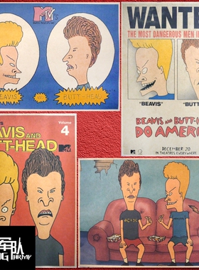 瘪四与大头蛋 Beavis and Butt-head 动画牛皮纸海报酒吧装饰画