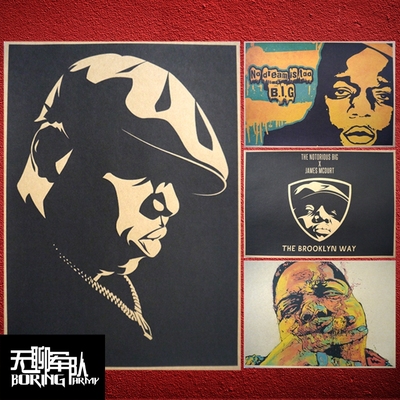 The Notorious B.I.G biggie smalls 说唱牛皮纸海报酒吧装饰