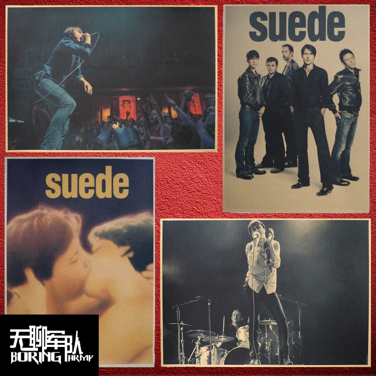 suede山羊皮乐队 摇滚牛皮纸海报装饰画酒吧照片相框墙纸贴画