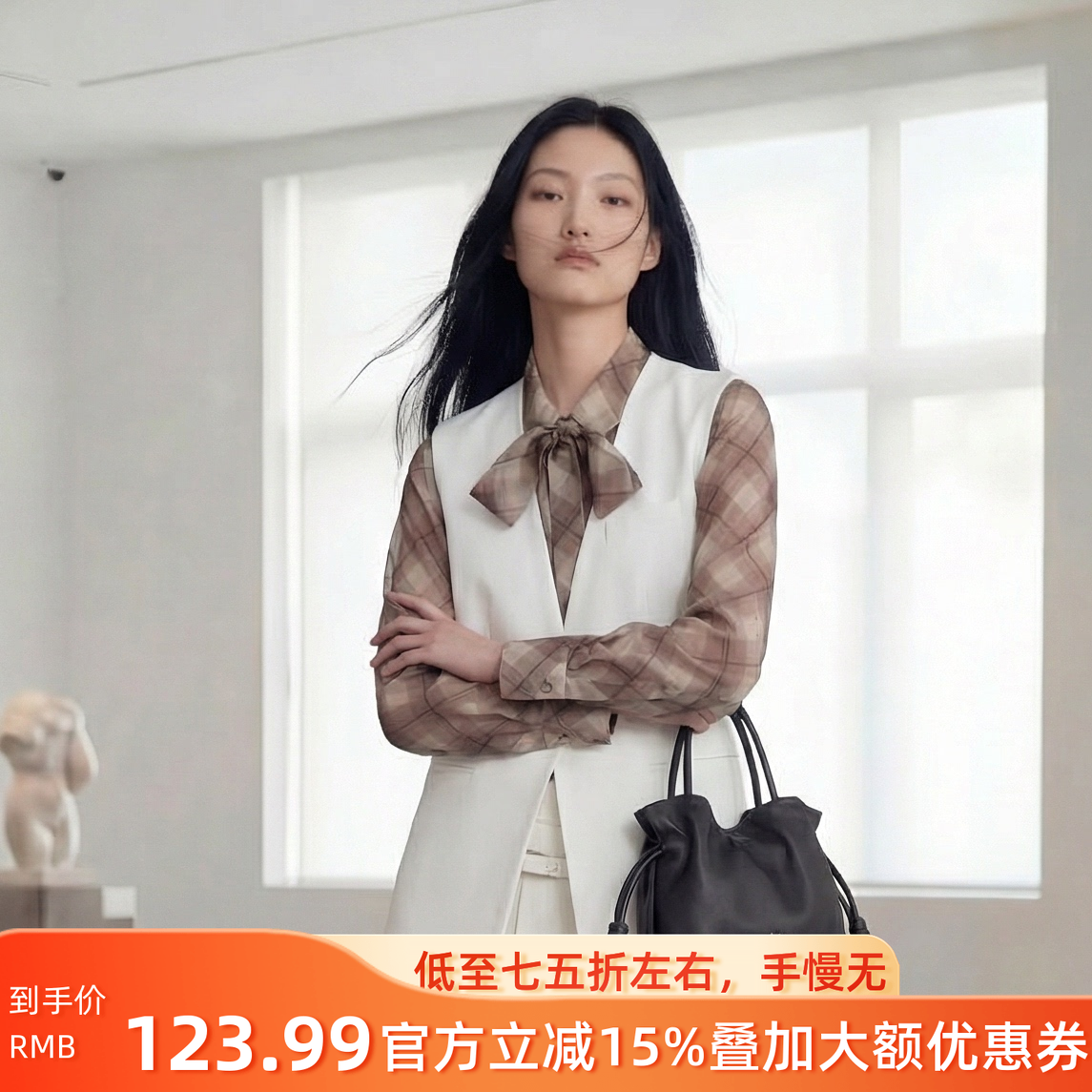 N599~【商场同步】26春韩版通勤V领无袖一粒扣宽松显瘦马夹外套女