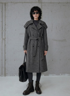 N2399~【商场同步】25冬绵羊毛+桑蚕丝+羊驼毛+兔毛双面呢大衣女