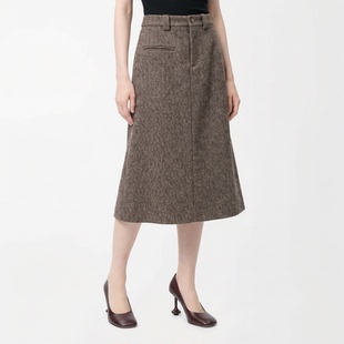 N539~【商场同步】26春韩版通勤OL高腰颗粒感后开叉修身半身裙女