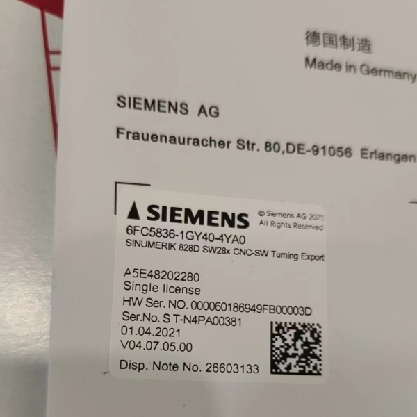 CF授权卡6FC5834/5835/5836-1GY40/2GY40/3GY40-1/2/3/4/5/6YA0-Z