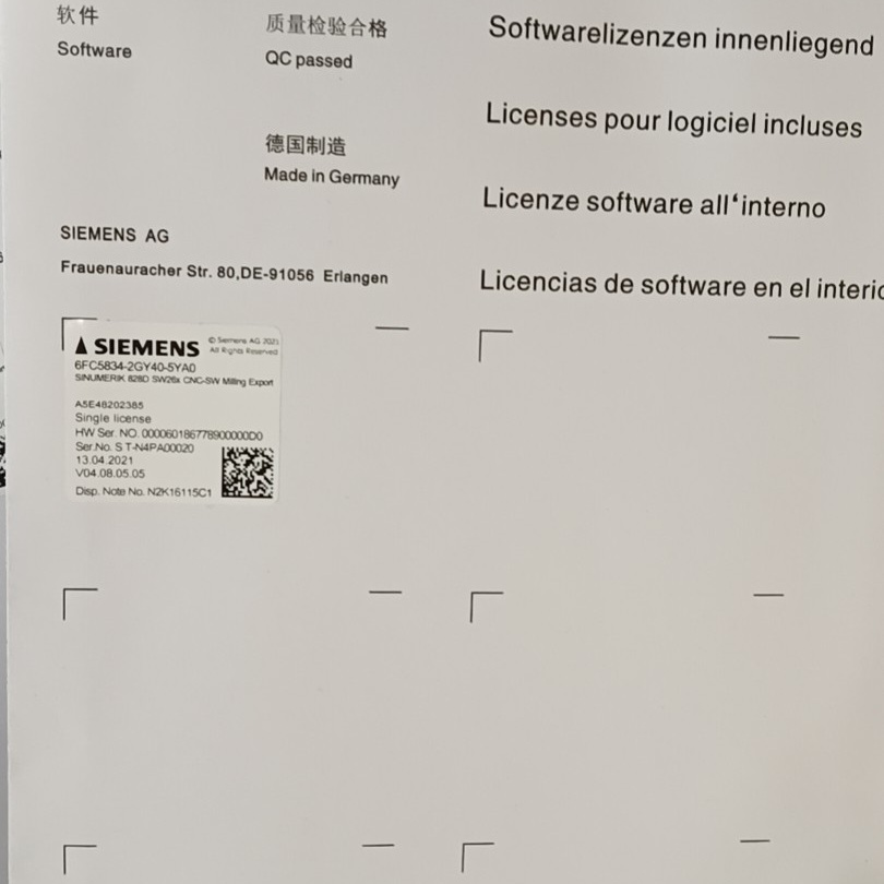 6FC5834-3GY40-4YA0全新原装西门子828D CF程序卡