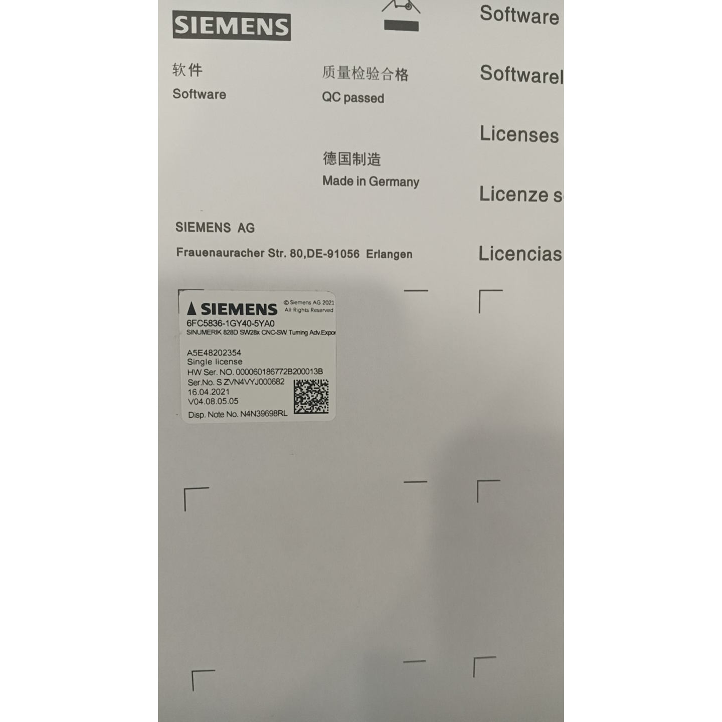 6FC5833/5834/5835/5836-1GY40/2GY40/3GY40-1/2/3/4/5/6YA0-Z