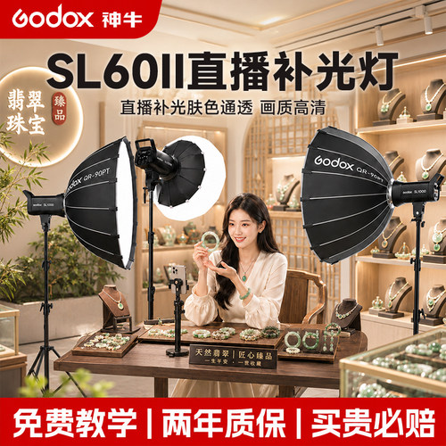 神牛SL60II BI双色温直播补光灯LED直播间SL60IID打光灯60W摄影棚摄影灯常亮灯拍照旗舰款柔光灯