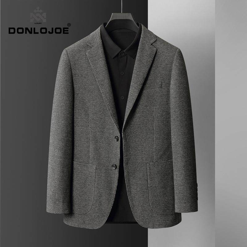 Donlojoe轻奢千鸟格西装外套男春秋新款韩版修身商务休闲 男士西