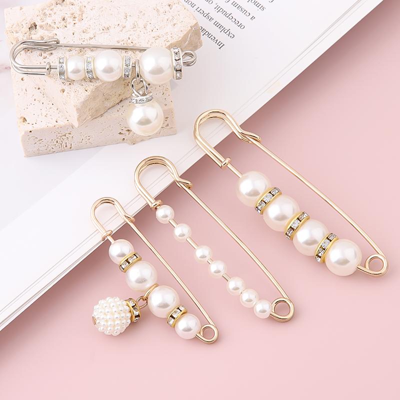 珍珠收腰裤子别针防走光胸针胸花配饰裤腰改大小神器衣服领口高档