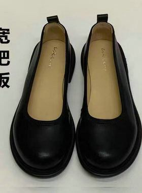 大头宽脚胖脚女鞋大码41到43圆头皮鞋空姐鞋工作鞋软底不累脚通勤