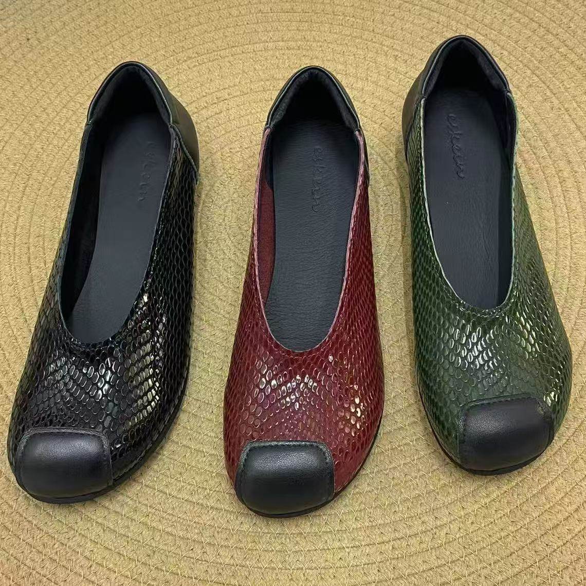 ESKEIN时尚奶奶鞋法式亮片宽头复古文艺平底单鞋35-43大码,女鞋,深口单鞋,淘宝优惠券,粉丝福利购,淘宝优惠卷