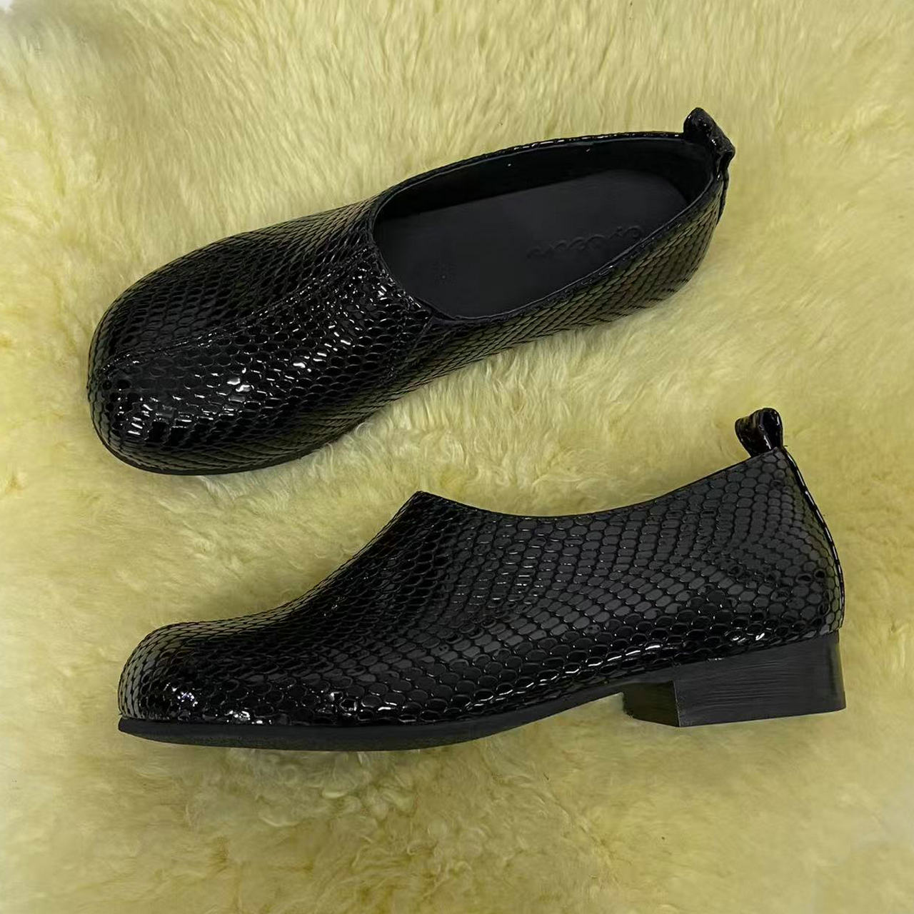 ESKEIN法式亮片深口单鞋妈妈鞋