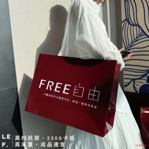 安可拉红高档纸袋定制服装店手提袋可印logo礼品袋礼物袋加长手绳
