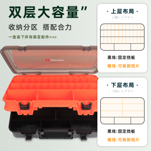 备收纳盒路亚箱 哈斯达路亚饵盒箱手提便携多功能双层假饵配件箱装