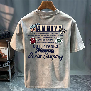 短袖 奥特莱斯 外贸清仓专柜捡漏2026t恤男装 夏季 圆领痞帅印花半袖