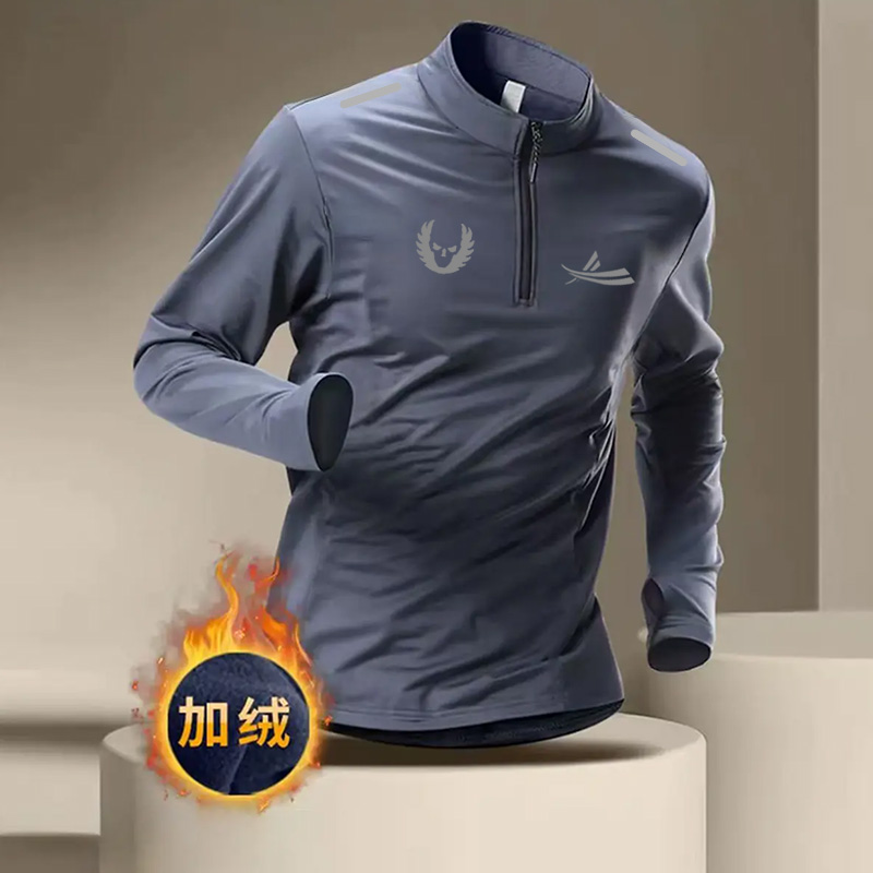 俄勒冈美式田径训练服体育生跑步健身男冬季速干半拉链冬训t恤