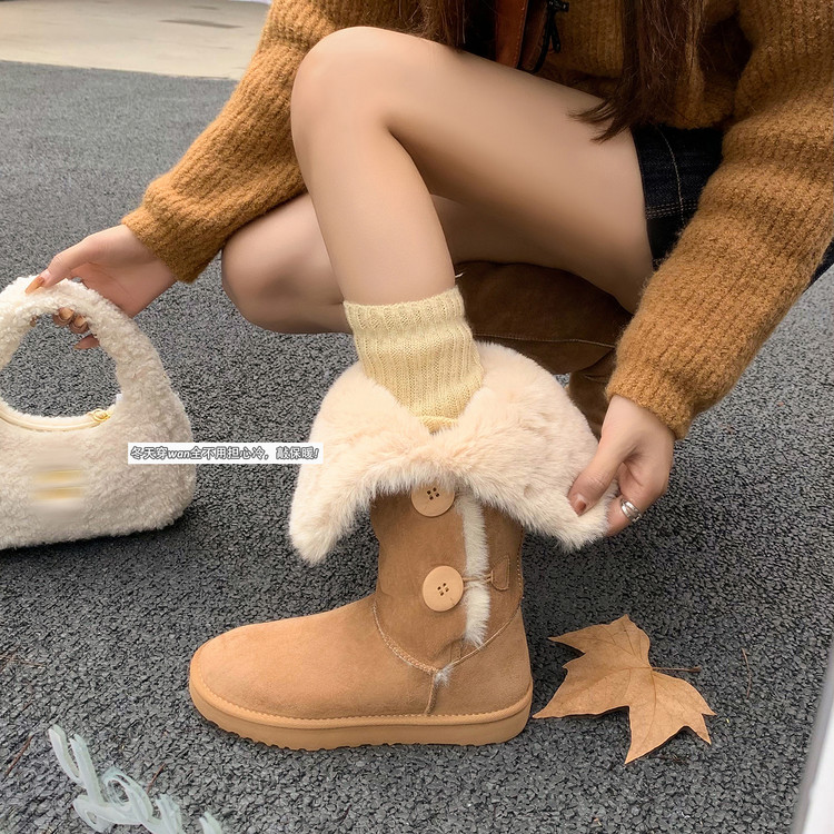 网红雪地靴美拉德加绒棉鞋短筒靴