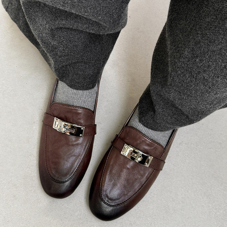 真皮头层水洗牛皮里外全皮乐福鞋平底轻奢纯皮鞋通勤复古低帮单鞋,女鞋,棉鞋,淘宝优惠券,粉丝福利购,淘宝优惠卷