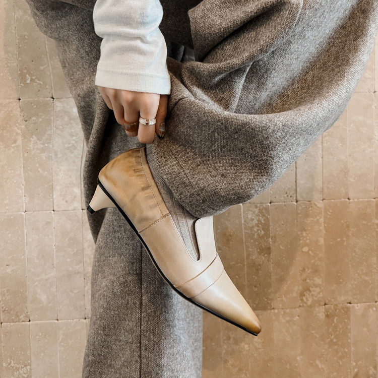 真皮尖头里外全皮乐福鞋猫跟英伦单鞋舒适百搭轻奢纯皮鞋复古单鞋,女鞋,棉鞋,淘宝优惠券,粉丝福利购,淘宝优惠卷