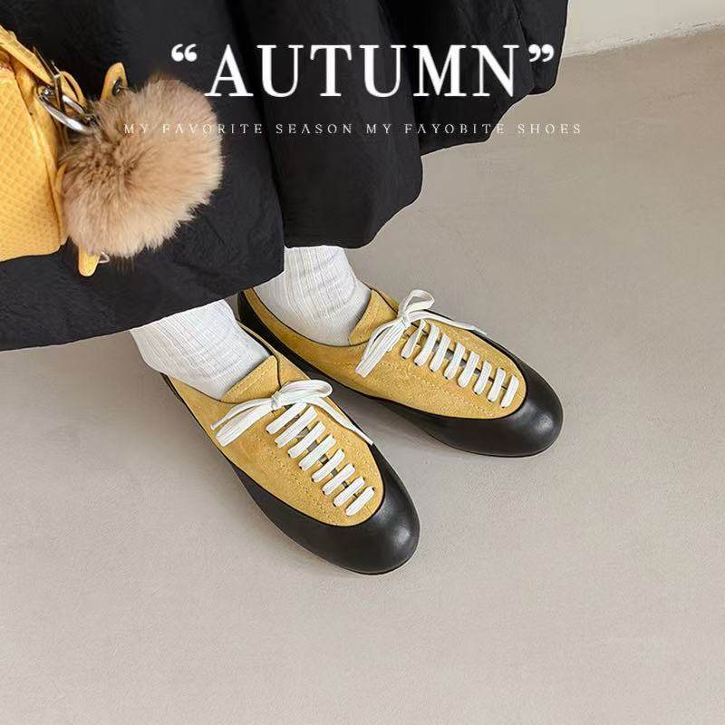 真皮潮款2026里外全皮绑带平底休闲单鞋撞色百搭学院风德训鞋潮鞋,女鞋,棉鞋,淘宝优惠券,粉丝福利购,淘宝优惠卷