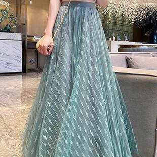 纱裙女半身裙春秋冬季长裙2025新款高端长款网纱垂感超仙蓬蓬半裙