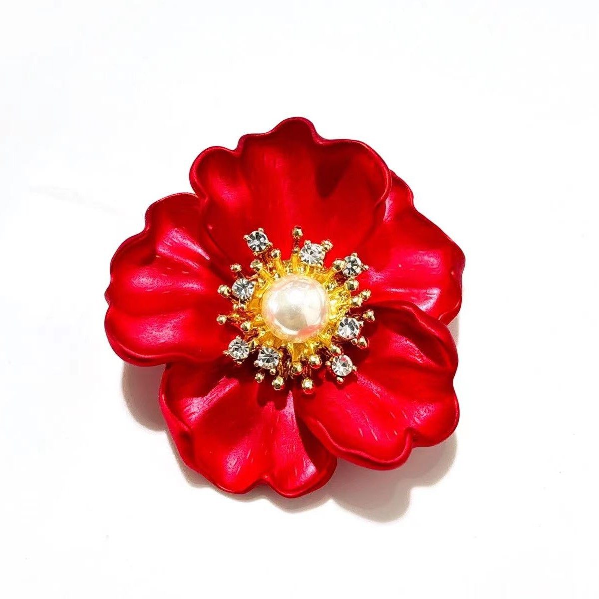 花开富贵红色牡丹花胸针轻奢高级感优雅气质珍珠玫瑰花高档胸花女