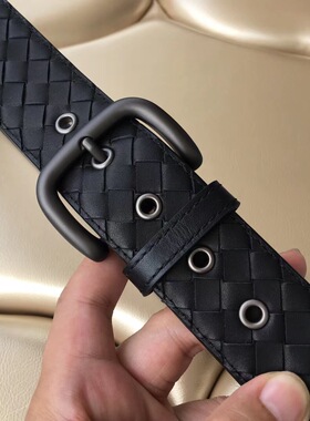 头层牛皮裤带真皮纯手工编织腰带哑光磨砂针扣小牛皮男士休闲皮带