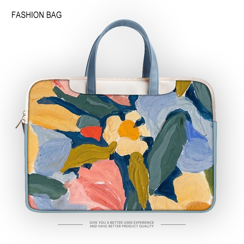 油画风电脑包笔记本手提14寸女