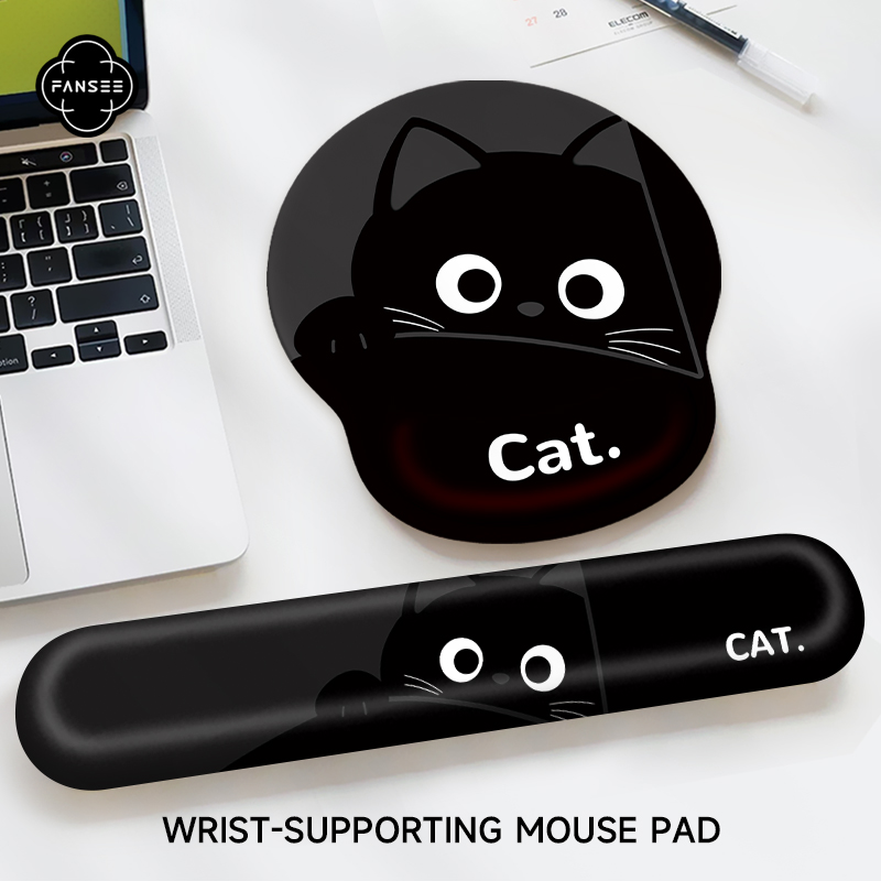 卡通黑猫硅胶护腕鼠标垫