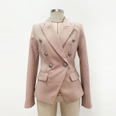 现货2026春季 夹克通勤百搭短外套 西装 新款 深圳高货杏色双排扣修身