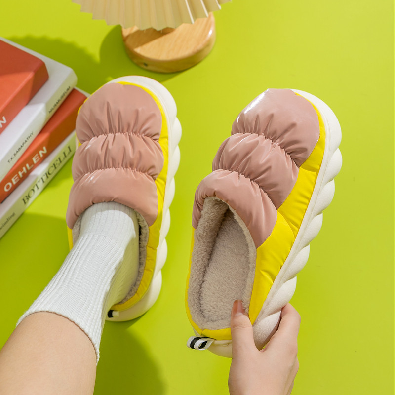 棉拖鞋女冬季厚底家居室内防水羽绒毛拖鞋男女款冬天外穿加厚拖鞋