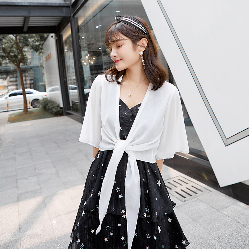 夏季雪纺披肩短款外搭开衫女薄款外套很仙的防晒衫搭配裙子百搭