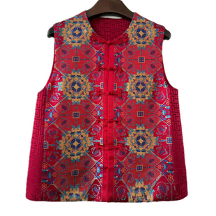 贺岁款｜手工织蜀锦 国风 原创女装 时尚 中国风 喜庆 红色马夹