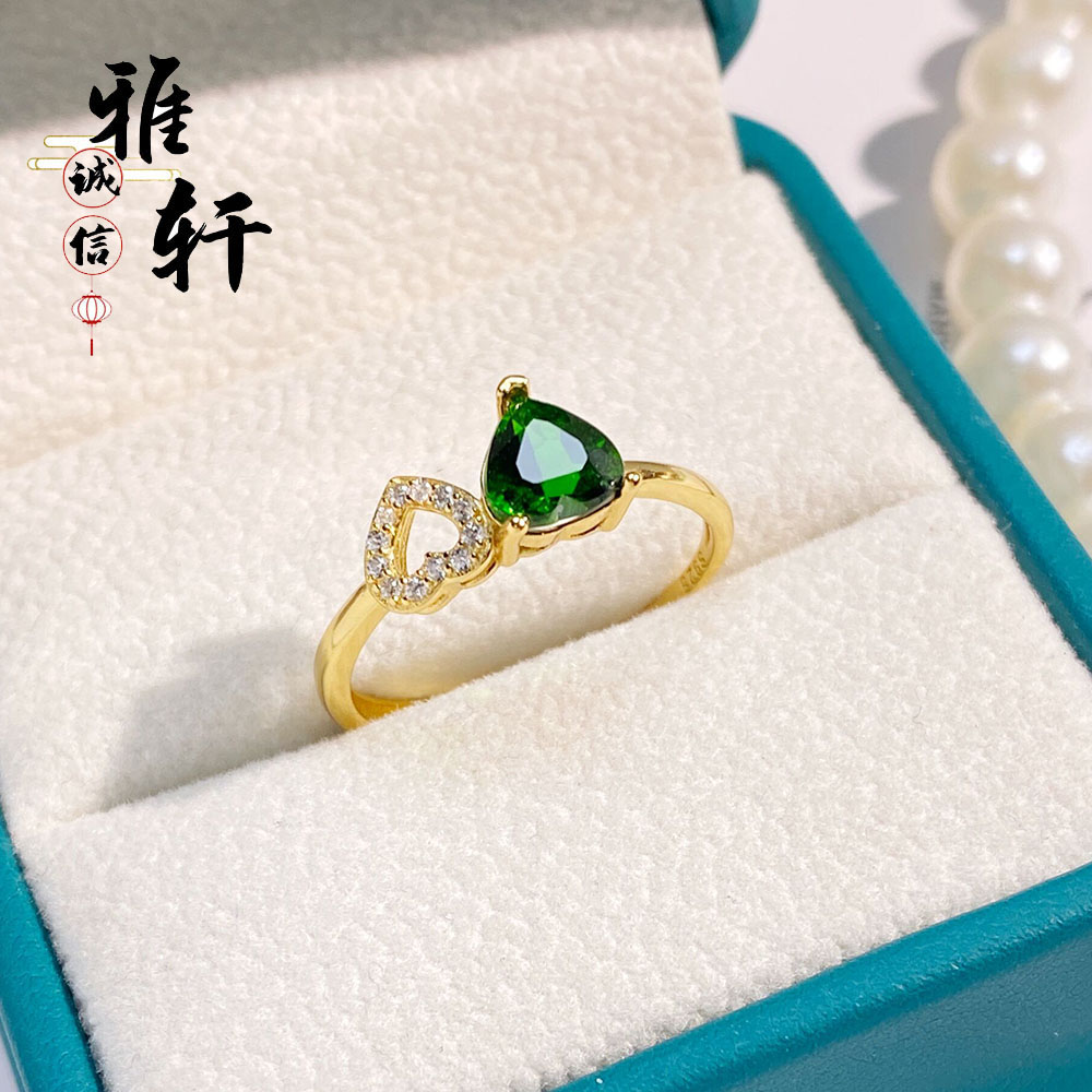 清新百搭爱心形6*6mm戒指空托轻奢时尚款戒托S925银镀18K金饰品
