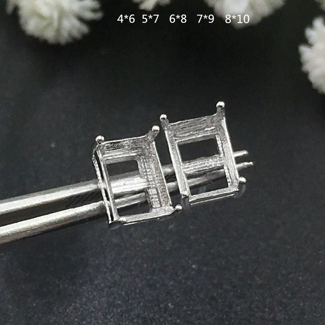 四爪未镶嵌银耳钉加工定制