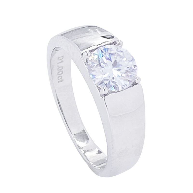 莫桑石男戒空托925纯银戒指空拖