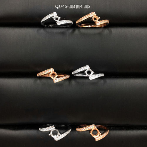 精工满钻扭臂戒托空托925银戒指托镶嵌圆形3-5mm轻奢小众气质款