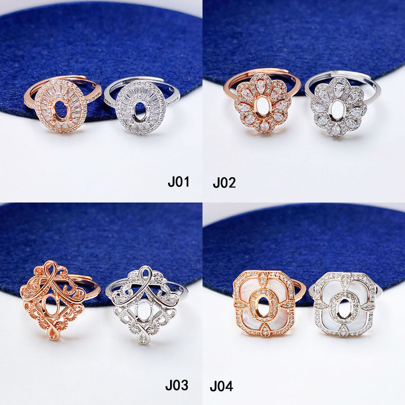 个性戒指空托S925纯银女