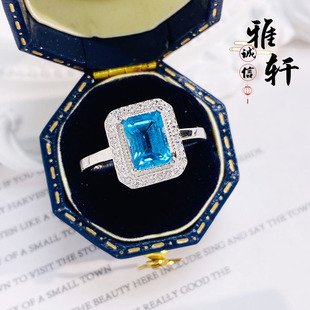 固口戒指底托s925纯银电镀18K金戒托死扣长方形5*7 6*8 7*9mm小众