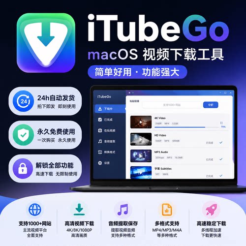 iTubeGo Mac视频下载管理工具多平台视频解析下载与格式转换软件