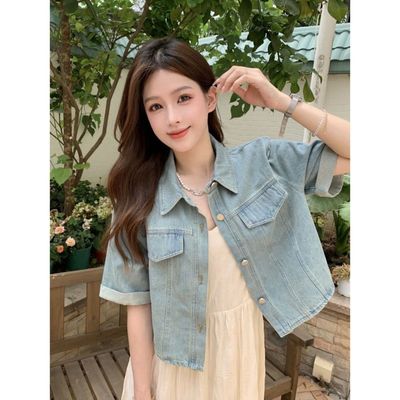 复古牛仔短袖外套女薄款夏新款