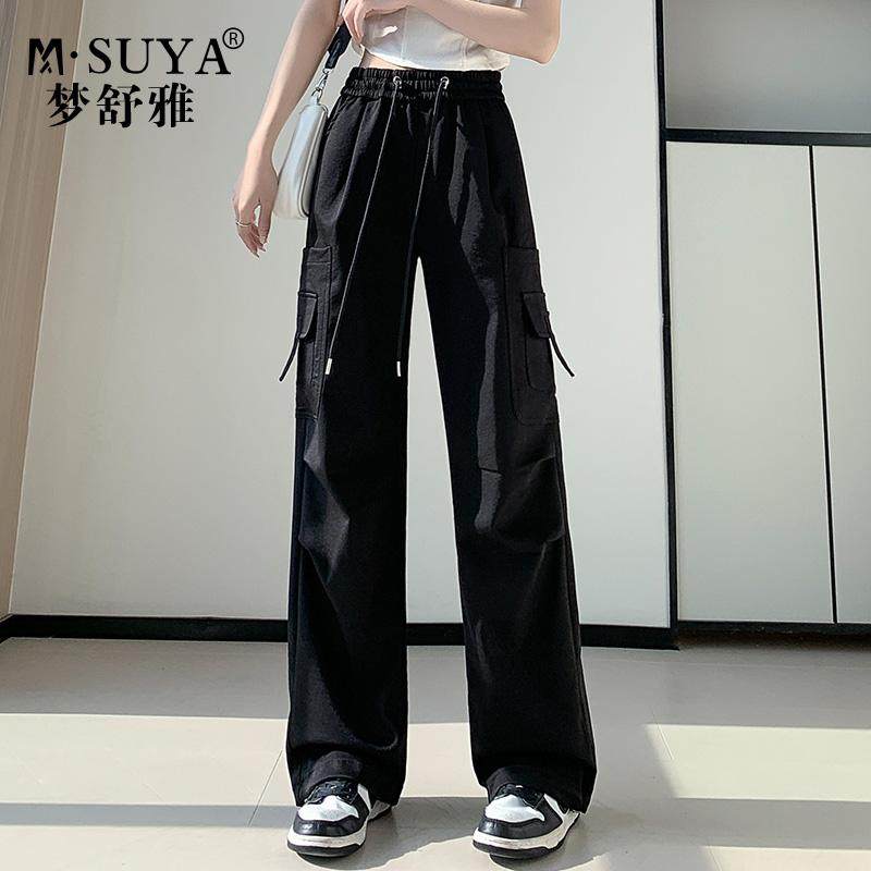 工装裤美式高腰垂感显瘦阔腿裤