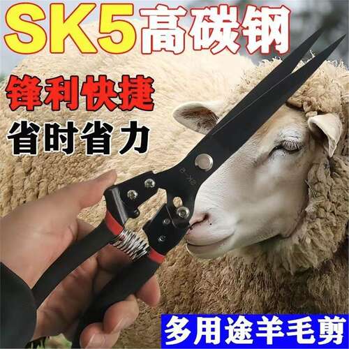 SK-5钢大号弹簧剪刀纯手工剪刀兔毛子手动剪刀羊毛剪专用进口家用