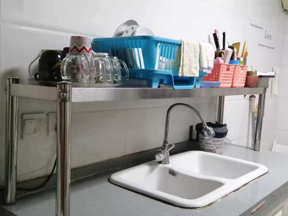 不锈钢立架两三层奶茶店台上架台面立架厨房置物货架操作台上架子