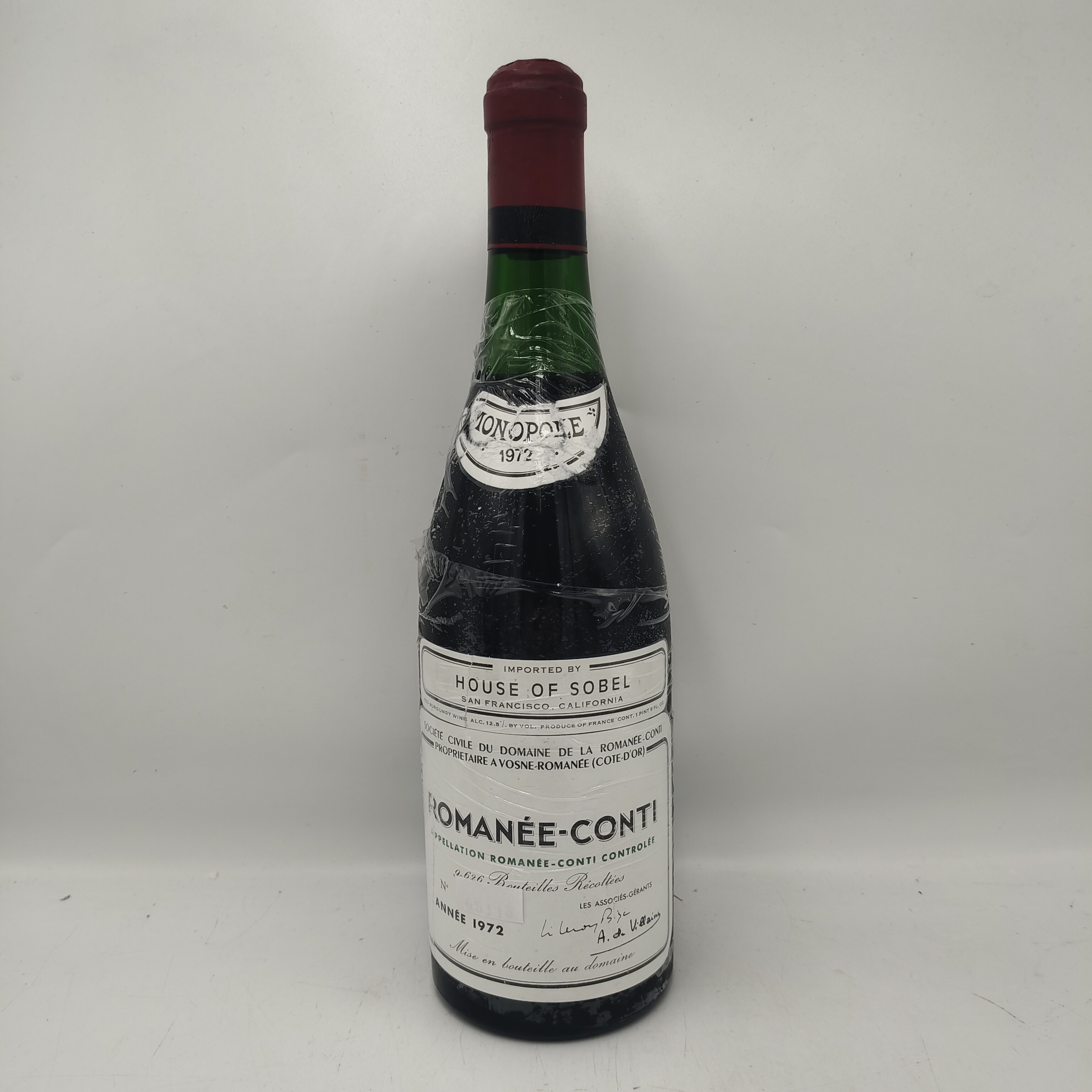 1972年法国罗曼尼康帝红酒Romanee-Conti特级园黑皮诺红葡萄酒